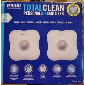 HoMedics 2-Pack Total Clean UV Personal Air Sanitizer Kills Bacteria Viruses.